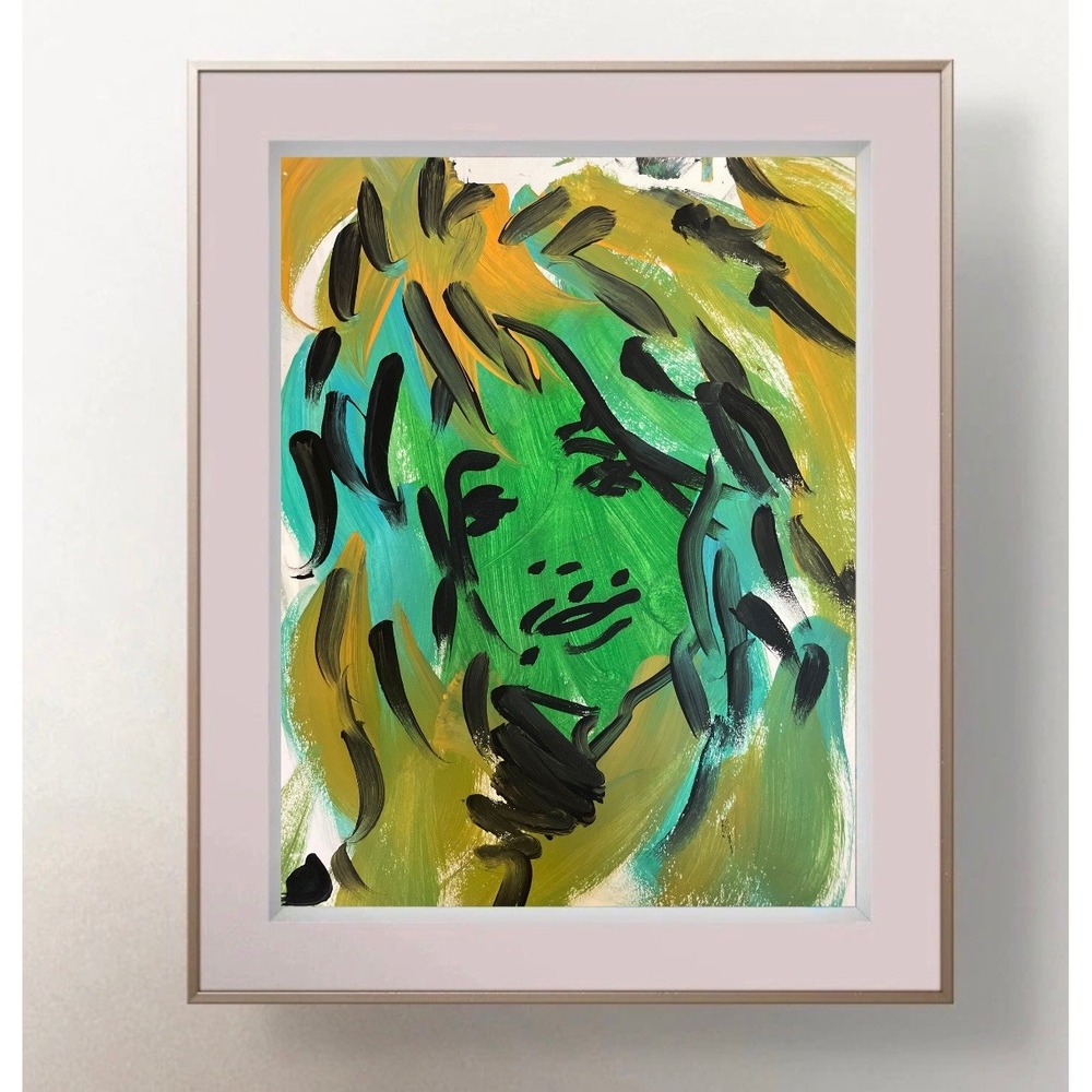 OMAN Dolly Parton Abstract Pop Art Portrait Painting 8.5x11 Paper Minimalism